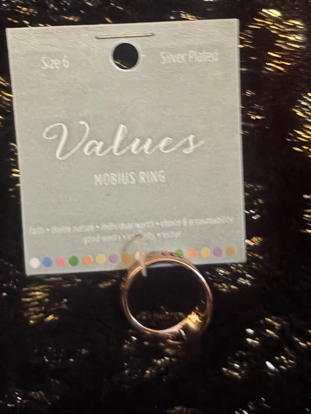 NWT Values Silver Plated Mobius Ring - Gold Tone